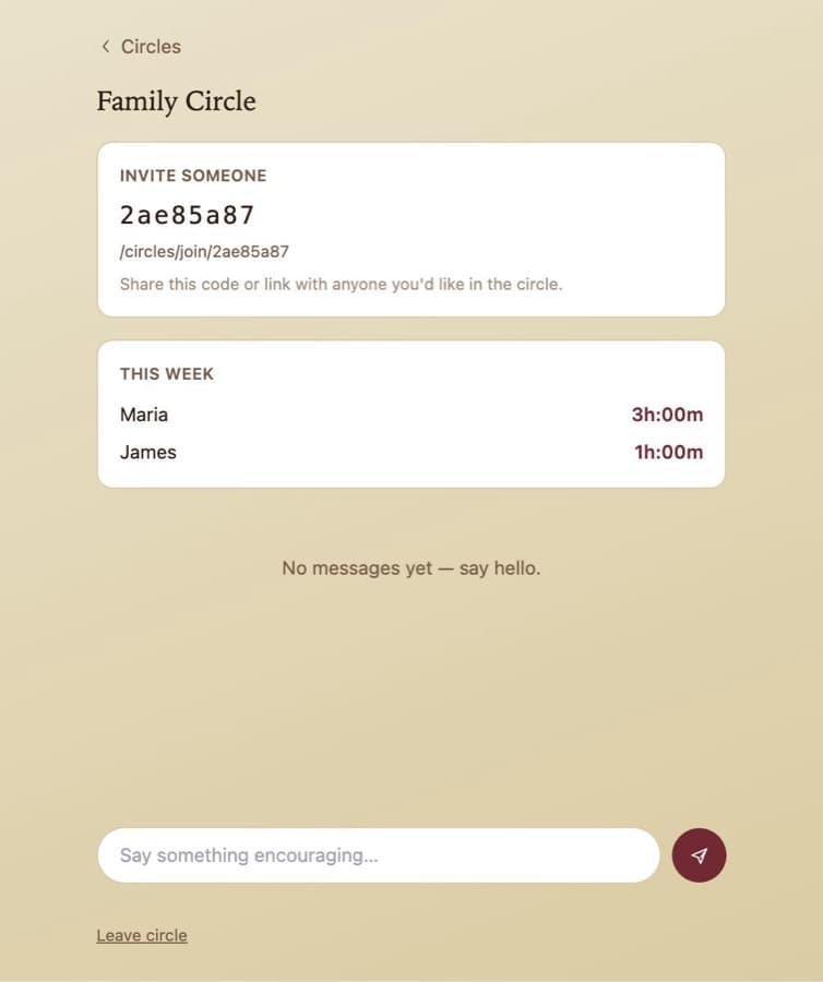 A Circle's shared weekly totals